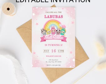 Labubu Birthday Invitation Template: Printable Party Invite (Digital Download