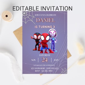 Spidey And His Amazing Friends Birthday Invitation Digital Download Template Editable Spidey Printable Party Invitations Digital Kids Invite