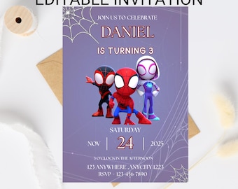 Spidey and Friends Birthday Invitation: Editable Party Invite (Digital Download)