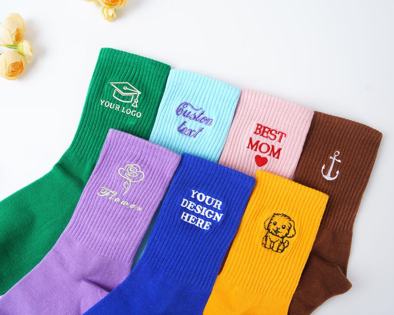Custom Embroidered Socks,unisex Cotton Socks,with Personalized Text ...