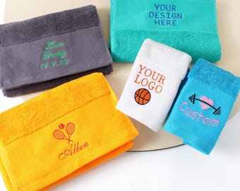 Toalla bordada personalizada, toallas deportivas con texto personalizado, toalla de gimnasio, toalla de algodón. Regalos de toallas personalizados, regalo de mamá y papá, toalla personalizada.