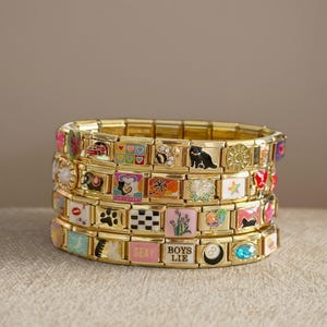 Custom Italian Charm Bracelet, Italian Bracelet, Gold Italian Bracelet, Gold Italian Charm Bracelet, Italy Charms, Custom Gold Italy Charms