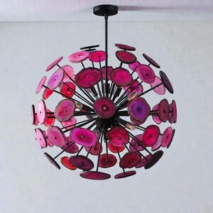 Agate Sputnik Chandelier – Mid Century Modern Starburst Light Fixture, Statement Crystal Gem Ceiling Lamp