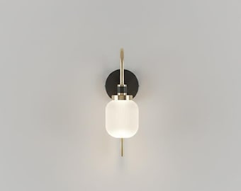 Aplique de pared LED cilíndrico / Acabado dorado, luz con cambio de 3 colores, pantalla acrílica