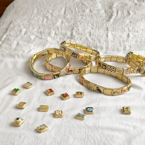 Personalized Gold Italian Bracelet, Custom Italy Charms, Italian Bracelet, Gold Italy Charms, Personalized Italian Bracelet