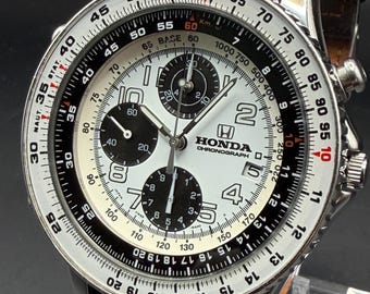 Vintage! HONDA SEIKO Panda Quartz JDM Type R Type S Nsx S2000 Chronograph #1369