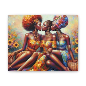 Colorful Afrocentric Canvas Art, Wall Decor, Bohemian Home Decor, Black Art Print, Modern Art for Home, Gift for Her, Vibrant Artwork