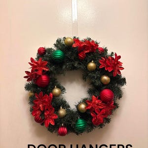 Double-Side Wreath Hanger – Adjustable Door Hook For Christmas & Holiday Decor (Black Iron)
