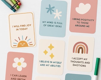 Tarjetas de Afirmaciones Imprimibles para Niños: Atención Plena Positiva y Desarrollo de la Autoestima