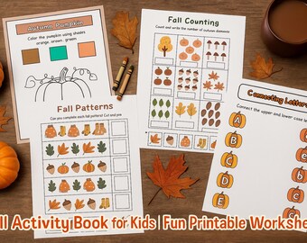 Paquete de actividades de otoño: Hojas de trabajo imprimibles para preescolar y jardín de infantes (PDF)