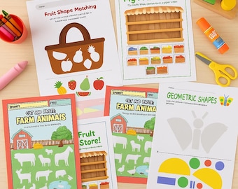 Hojas de trabajo para recortar y pegar para niños / Actividades de preescolar y jardín de infantes