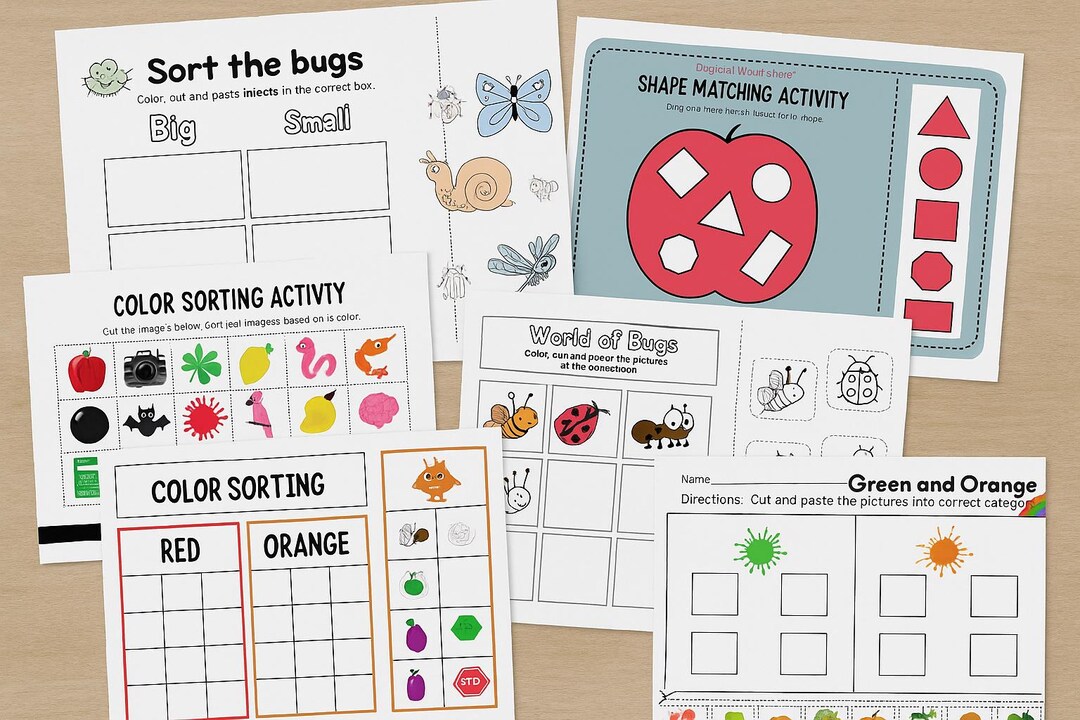 Preschool Sorting Worksheets: Color, Shape & Bug Activities (PDF ...
