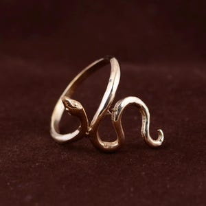 Brass Snake Ring for Women, Serpent Adjustable Ring in Gold Finish, Handmade Reptile Statement Jewelry, Boho Snake Symbolism Gift