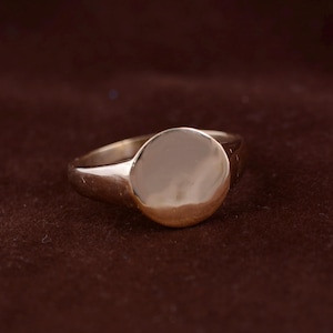 Minimalist Brass Signet Ring, Plain Round Statement Ring for Men & Women, Vintage Style Golden Ring, Handmade Adjustable Boho Jewelry