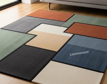 Handgetufteter gewellter Teppich | Moderner Abstrakter Teppich, Benutzerdefinierte Größe, 23×30, Handgemacht