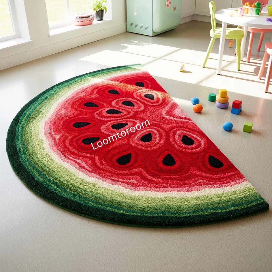 Slice Rugs Watermelon Slice Rug | Playful Kids Nursery Decor - Etsy
