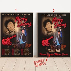 Aangepaste poster Micky Dolenz - 60 Years of The Monkees Tour 2026