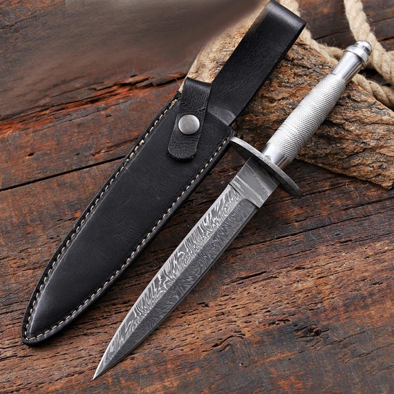 ARKANSAS Toothpick Dagger Damascus Steel Blade, Hand Forged Dagger, Medieval Dagger,  Boyfriend Gift, Commando Dagger, Gift For Him, USA