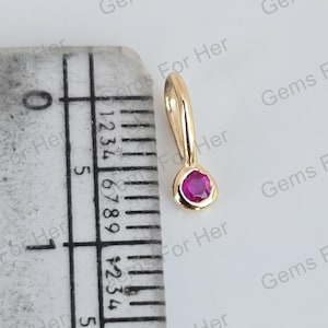 Natural Ruby Charm 14k Solid Yellow Gold Necklace Charm Minimalist Fine Jewelry Gift