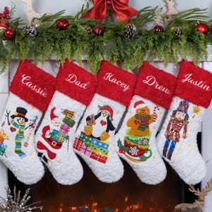 Christmas Stockings Personalized Plush Embroidered Stockings with Name Stocking for Home Ornament Custom Sequin Stocking for Christmas Gift