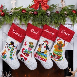 Personalized Christmas Stockings Red Stockings for Holiday Decoration Custom Kids Stockings with Name Sequins Stockings for Christmas Gifts