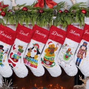 Personalized Christmas Stockings Sequins Red Stockings for Family Decoration Holiday Stockings with Name Plush Stockings for Christmas Gifts