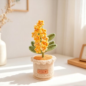 Handgemachte gehäkelte Hyazinthen-Topfpflanze - Bunter handgestrickter Blumentopf, ästhetisches Hauptschreibtischdekor, Muttertag-Geburtstagsgeschenk für sie