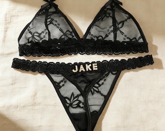 Personalisierter Tanga G-Strings mit Gold Anhänger Name • Personalisierter String mit Namen • Personalisierter Tanga • Personalisierter Namensriemen • Jahrestagsgeschenk