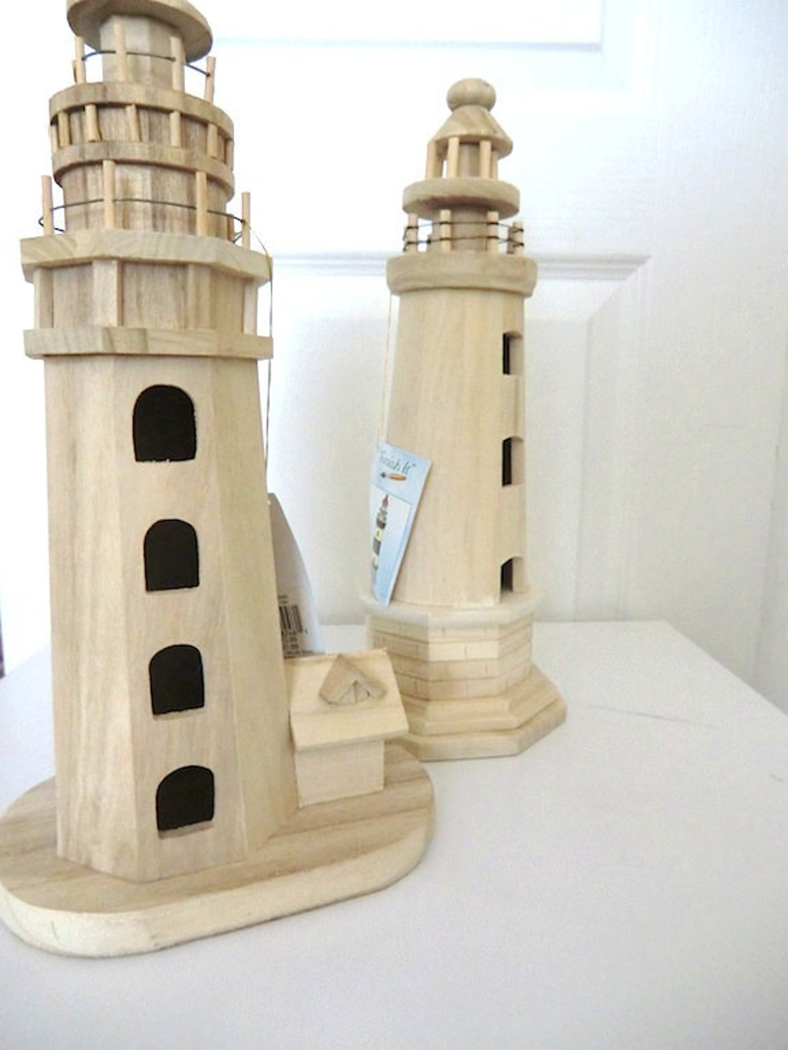 Ready to Paint Wood Lighthouse Bird House Set of 2 Craft Kit Etsy