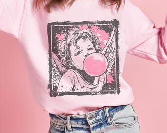 Cupid blowing pink bubble gum Sweatshirt | Valentine heart design