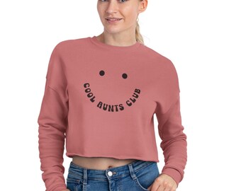 Aunt's Club Cropped Sweatshirt | Polka Dot Graphic, Raw Hem