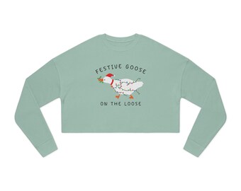Hoiday Goose on the Loose / Women's Cropped Sweatshirt