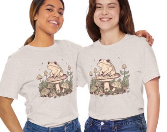Botanical Frog Boho Mushroom Shirt | Cottage-core Nature Illustration Tee