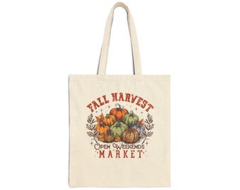 Pumpkin Harvest Tote Bag, 100% Cotton Canvas, Double-Sided Print