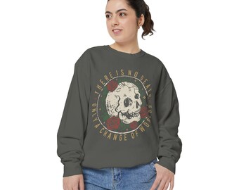 Skull Rose Sweatshirt, Philosophical Pirate Adventure Shirt, Boho Unisex Comfort Colors