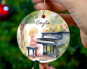 Little Girl Piano Player Ornament - Musical Garden Achievment Ceramic Award