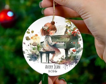 Piano Recital Ornament Little Girl Pianist- Personalized Ceramic Award
