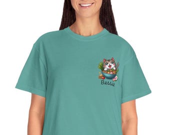 Personalized Ramen Cat T-Shirt | Comfort Colors, Asian Noodle Bowl