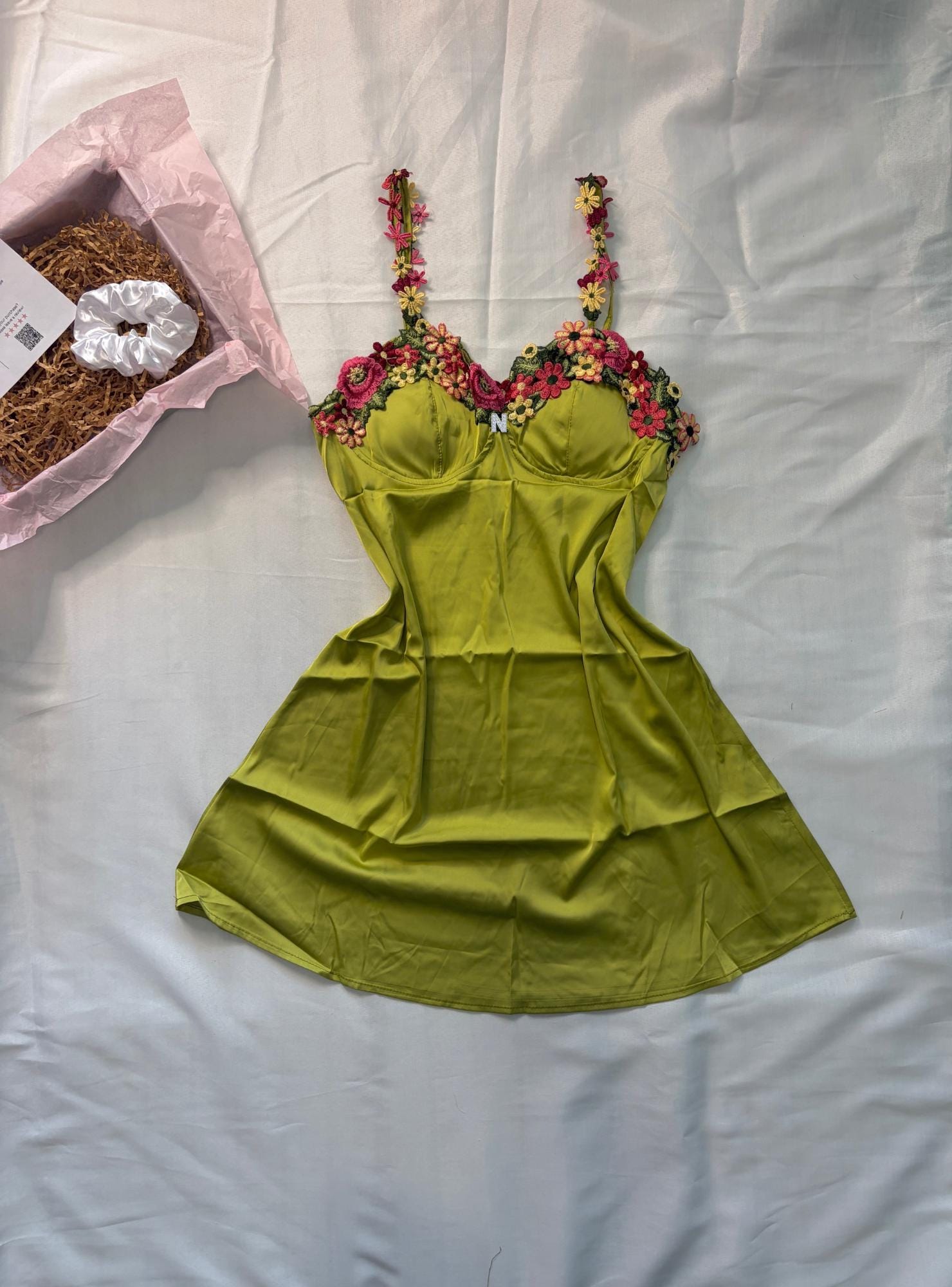 green emerald velvet dress Blossom Fairy Slip Dress & Robe – Rimless Lingerie main image 1
