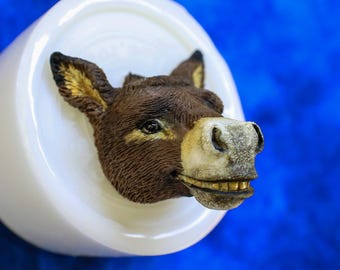 Silikonform für Tiergesichter aus Polymer Clay, 3D-Tierkopf- und Figurenform, Mini-Eselgesichter zum Modellieren, Werkzeug für Harzfiguren Nr. 329