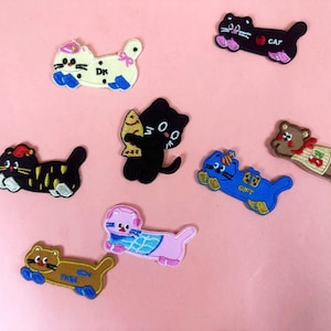 Toppa ricamata a forma di gatto carino, toppe a forma di gatto, vestiti, giacche, borse personalizzati, toppa unica per abbigliamento e accessori fai da te