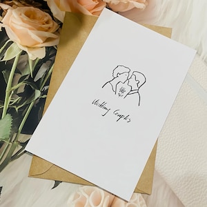 Cartão de casamento pintado à mão: nomes e data personalizados