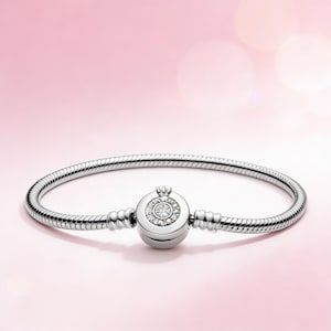 Pandora Moments Sparkling Crown O Snake Chain Armband | 925 Silver Charm Armband för Kvinnor | Eleganta Vardagssmycken.