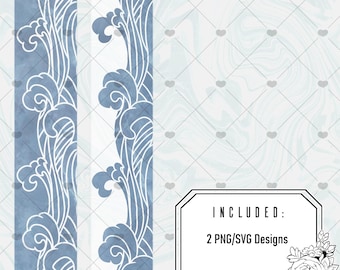 Waves Sprayed Edges Cut Files (SVG & PNG)