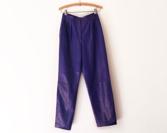 purple leather pants mens