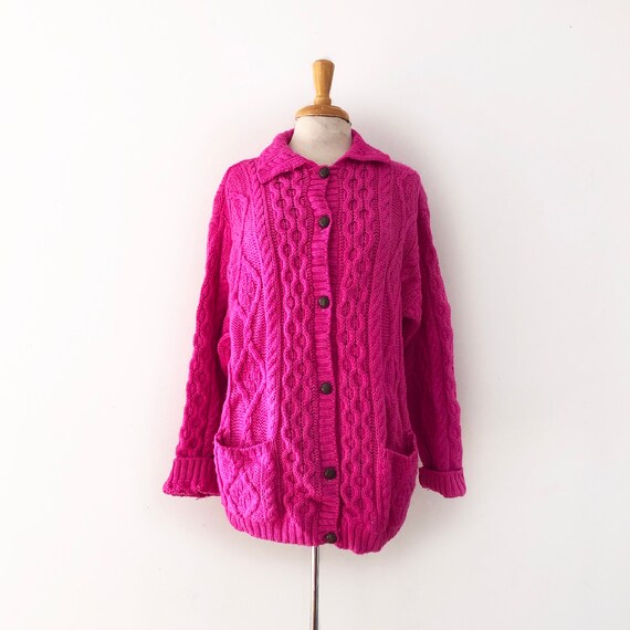 1960s Vintage Irish Fisherman Cardigan Sweater - H