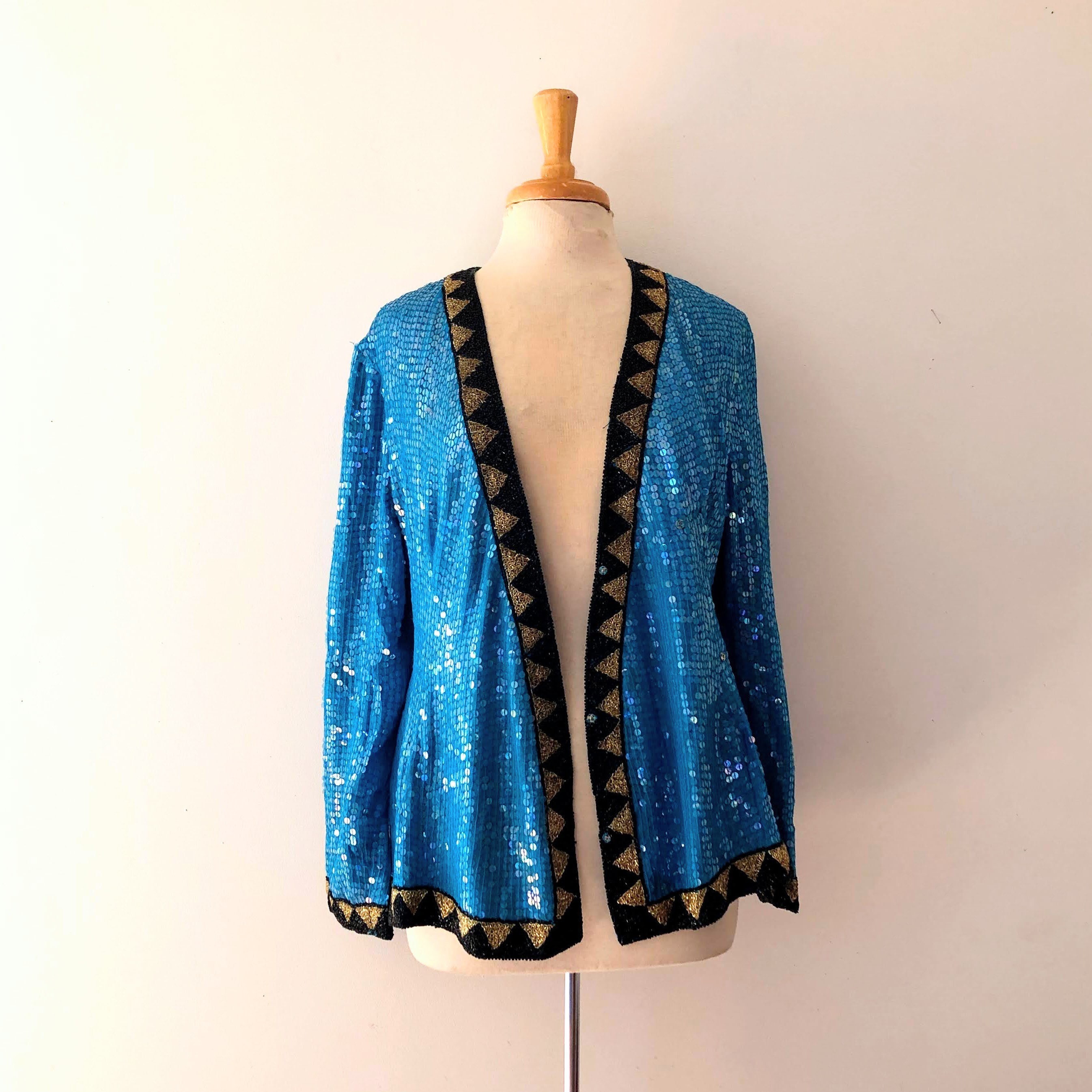 turquoise sequin blazer