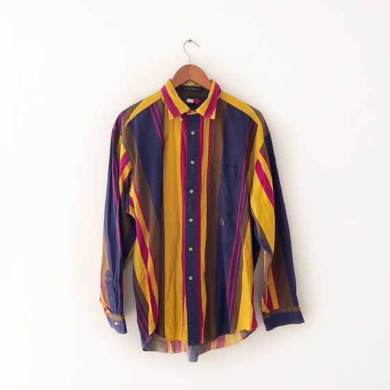 80s Tommy Hilfiger Colorful Broad Stripe Shirt But