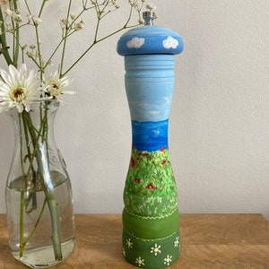 Painted grinder/ poppies/pepper mill image 1