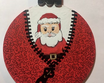 Santa ornament/ Painted Santa/ wood ornament